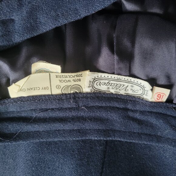 Vintage Villiager Navy Wool Skirt Tag Size 16 Actual Sz 8 - Picture 4 of 7